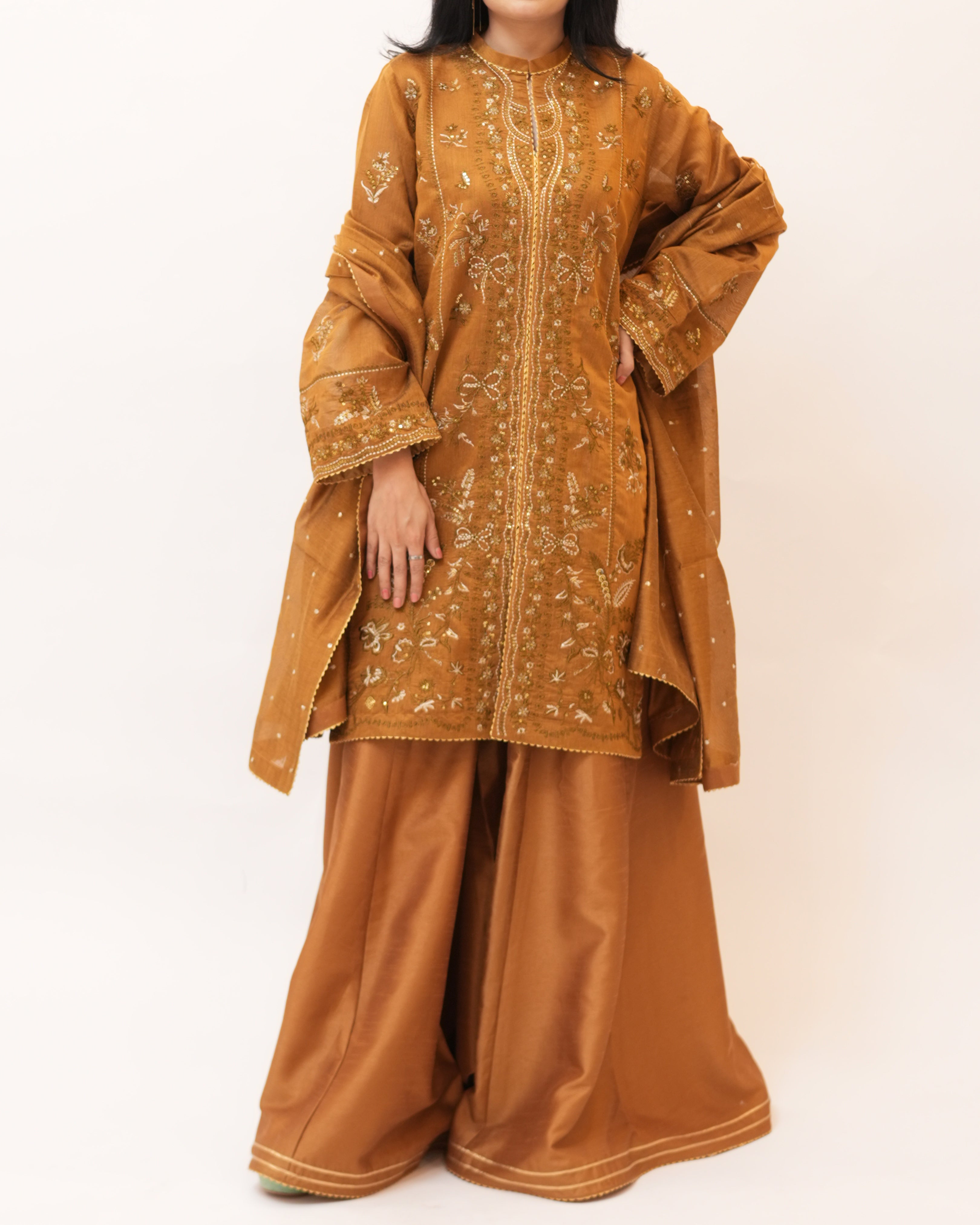 Khaddi Net Full Embroidery  3pcs
