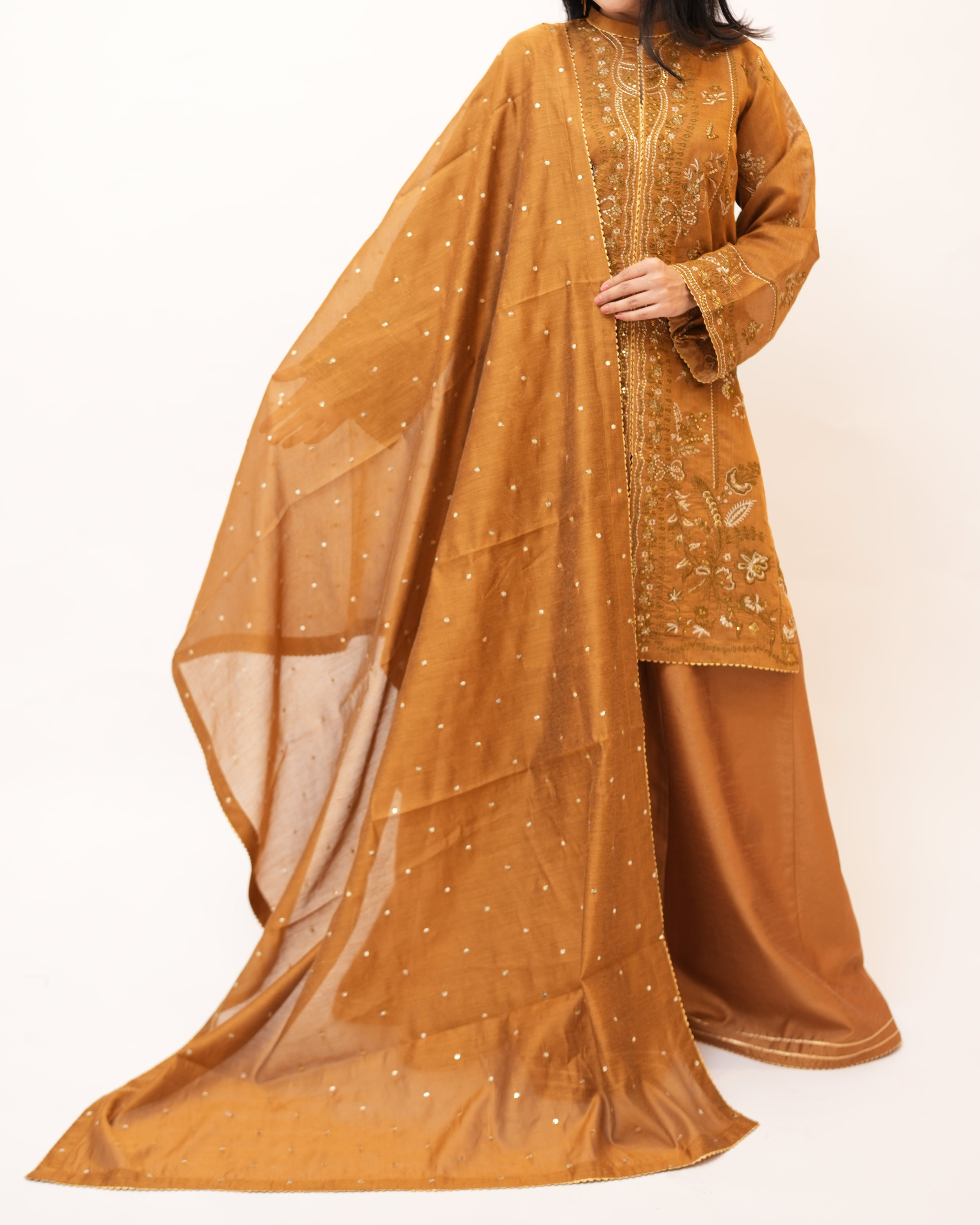 Khaddi Net Full Embroidery  3pcs