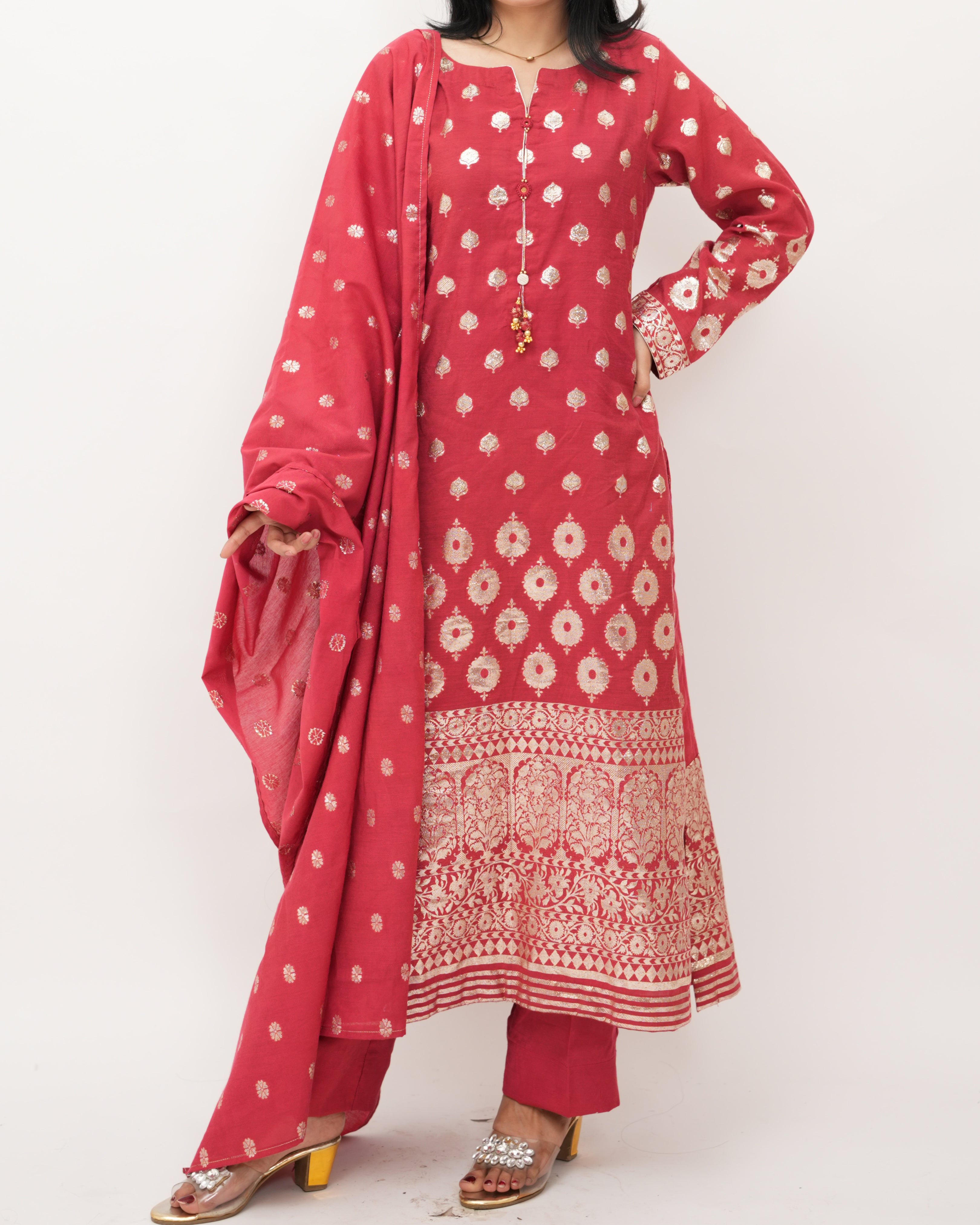 Zari Jacquard 3pcs Suit