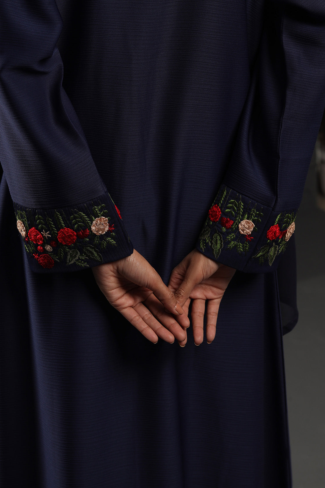 Abaya Floral Red Emb