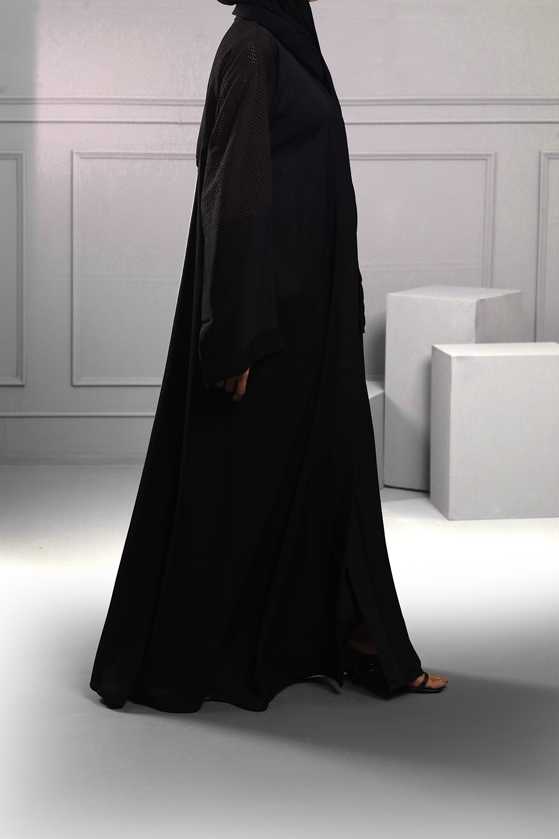 Abaya Black mesh Fabric