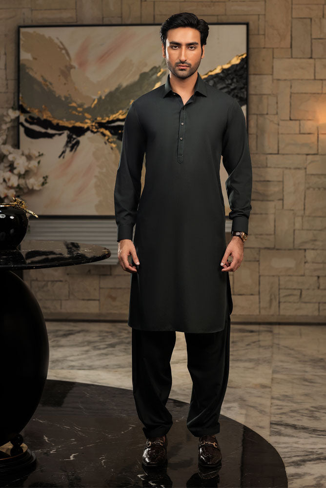 Men Bottle Green Premium Kameez Shalwar