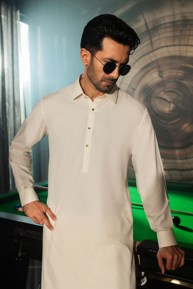 Men Luxury Cream Kameez  Shalwar