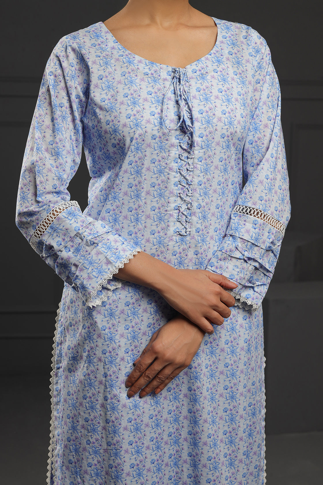 Ice Blue floral Kurti