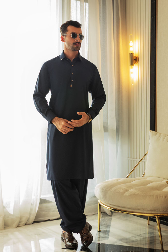 Men Teal Premium Kameez Shalwar