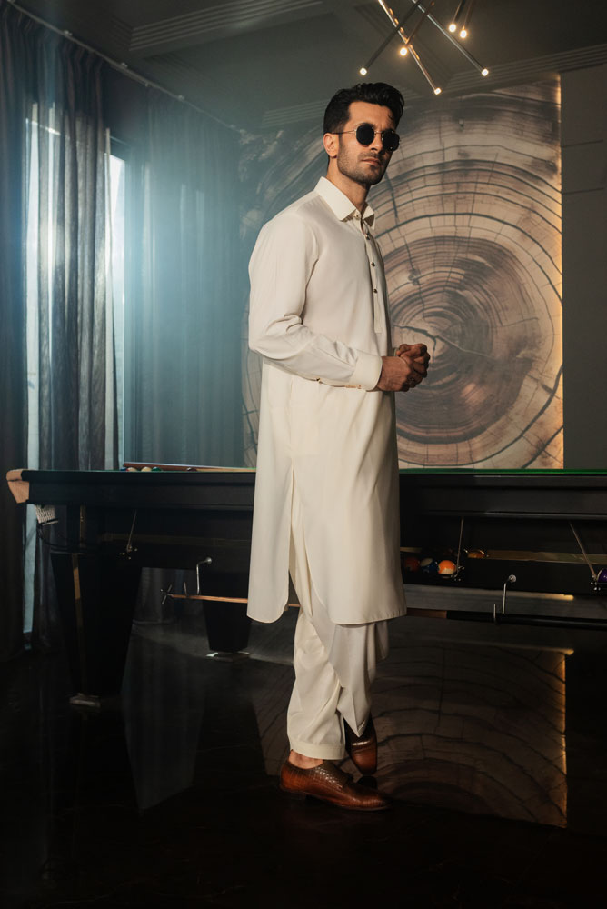 Men Luxury Cream Kameez  Shalwar