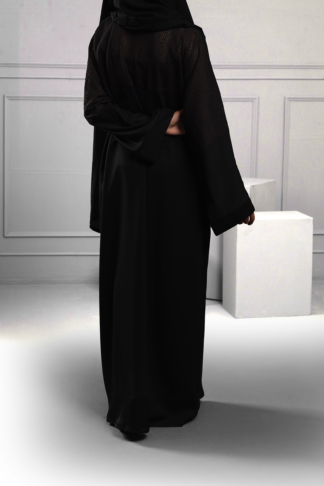 Abaya Black mesh Fabric