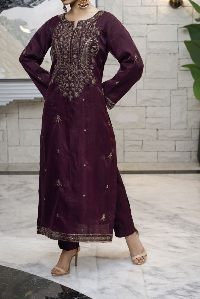 Burnt Maroon 2pc Women Suit