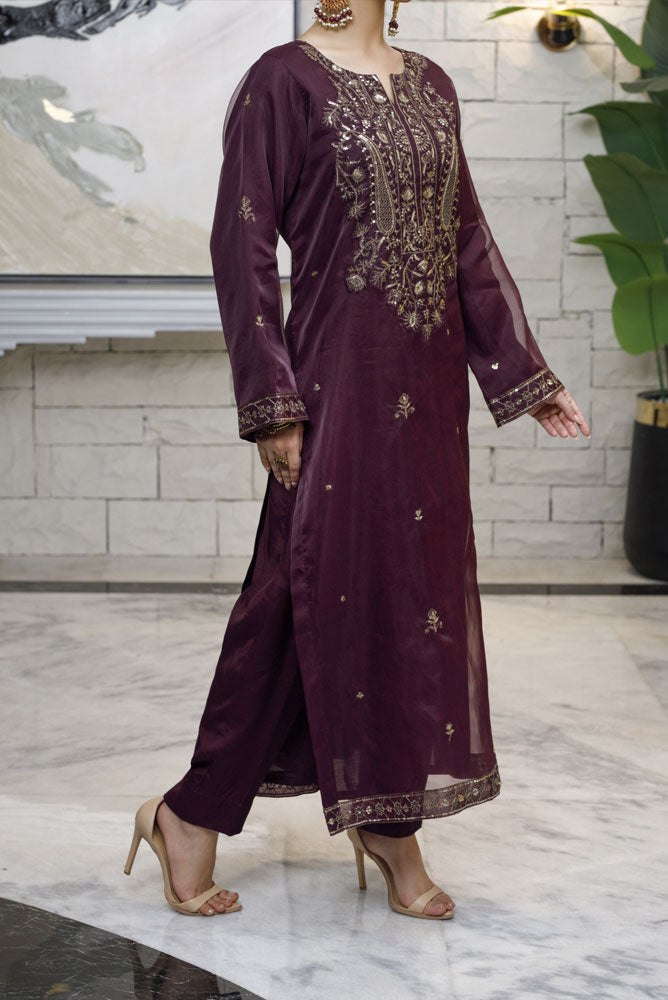 Burnt Maroon 2pc Women Suit