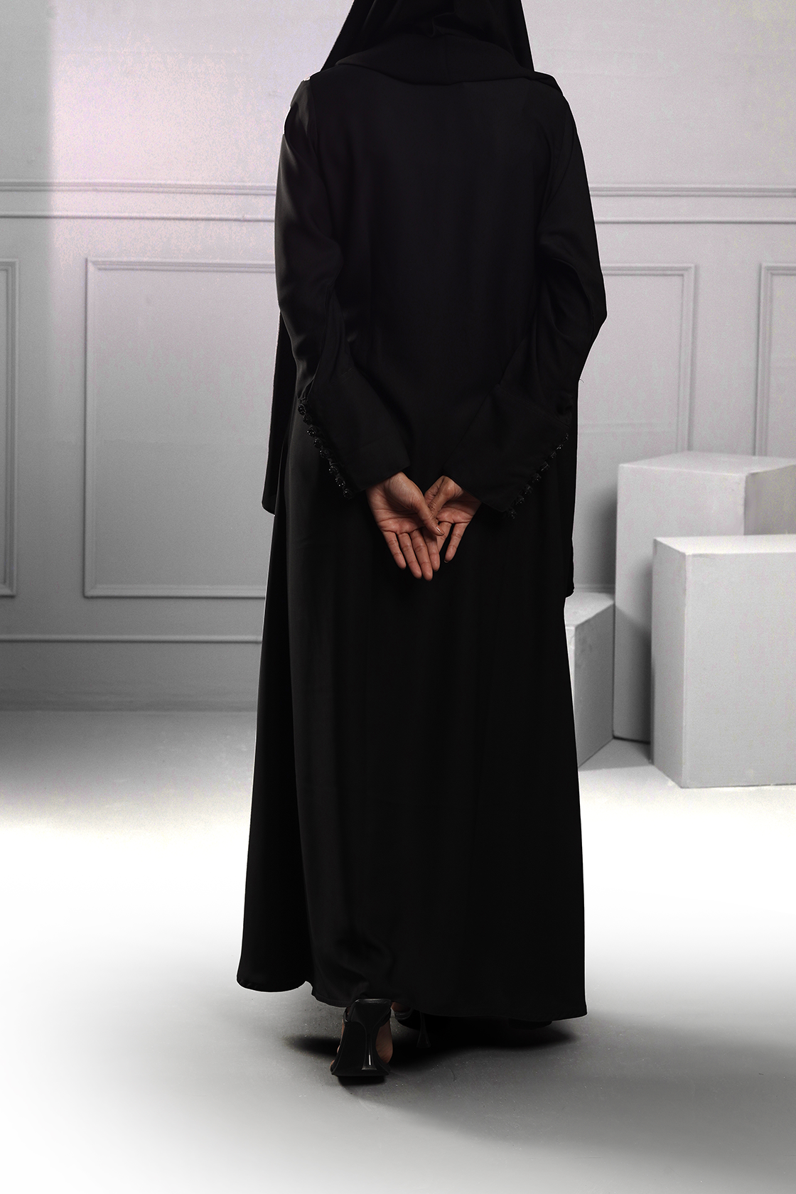 Abaya Black Hand Work Buttons