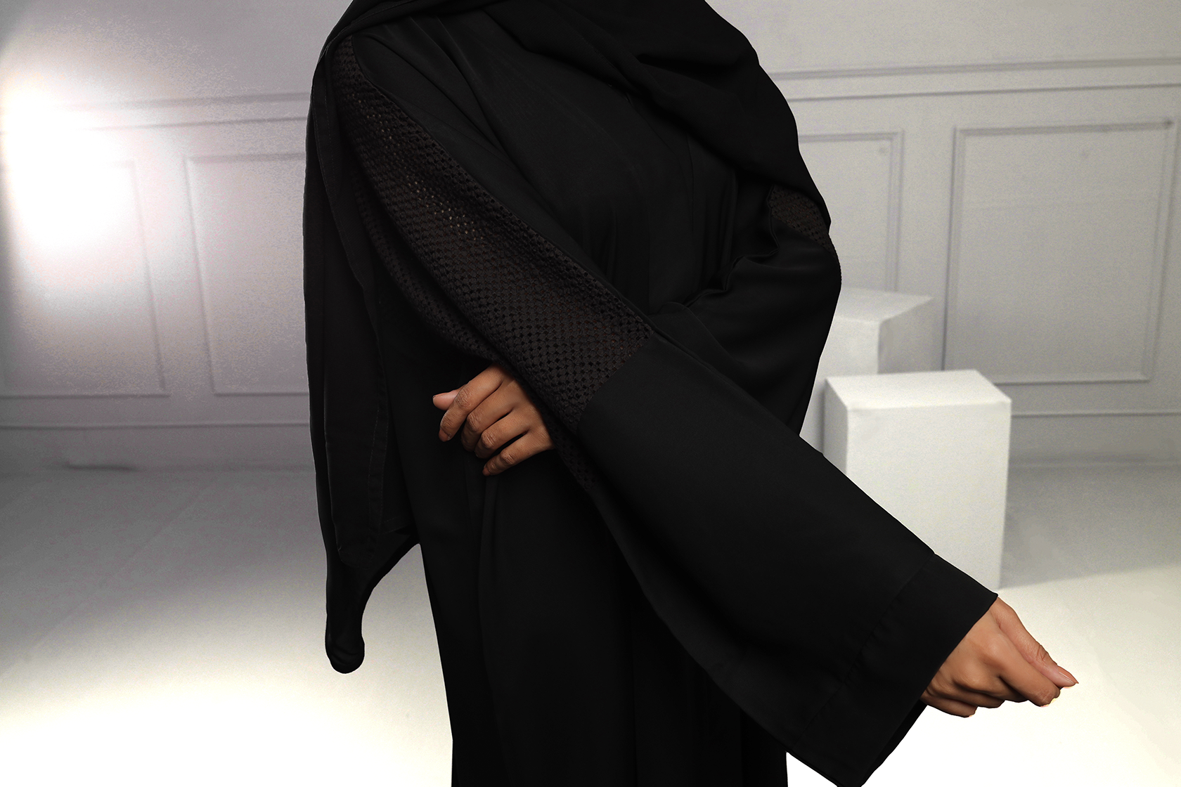 Abaya Black mesh Fabric