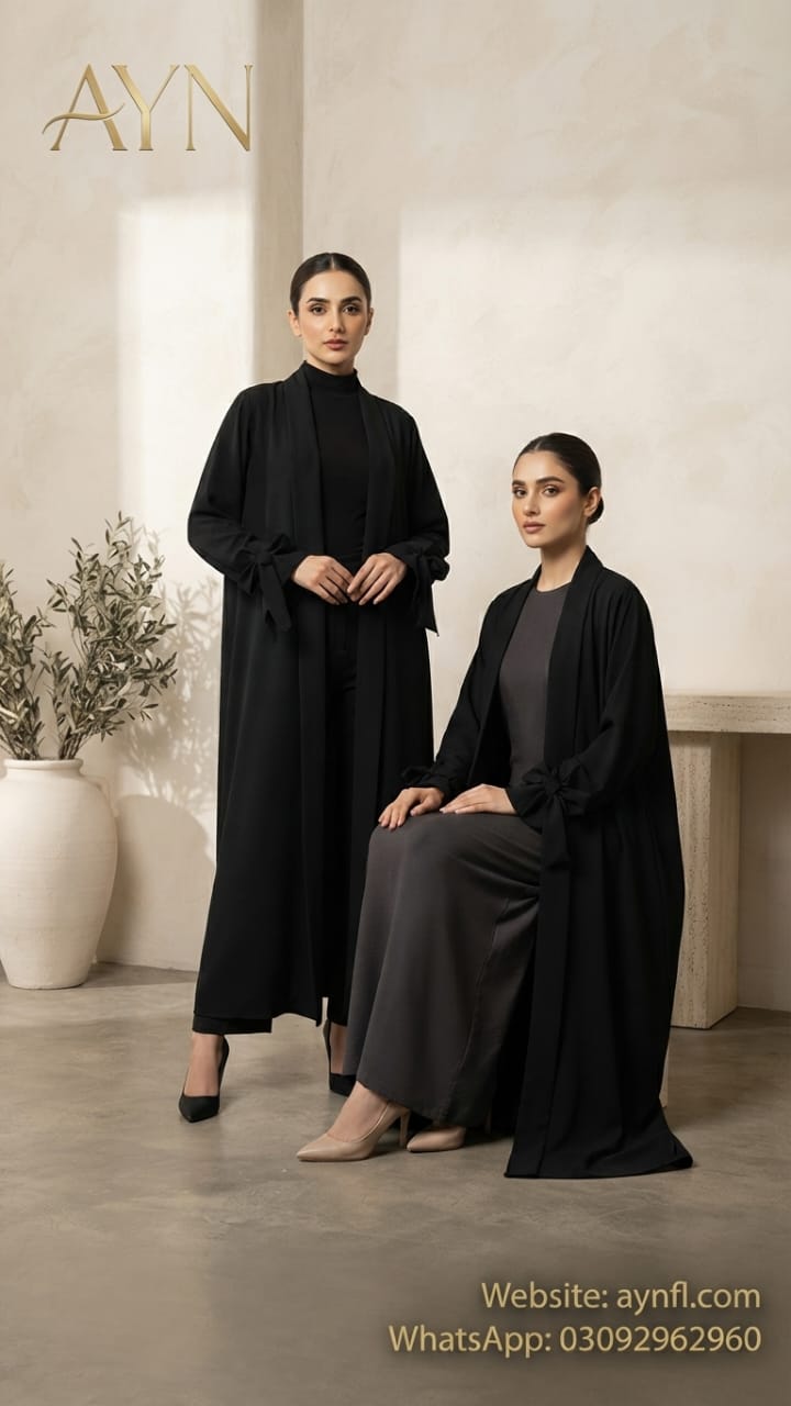 Plain Abaya with Bow Stitch By AYN