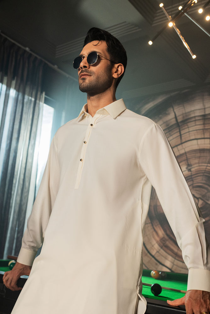 Men Luxury Cream Kameez  Shalwar