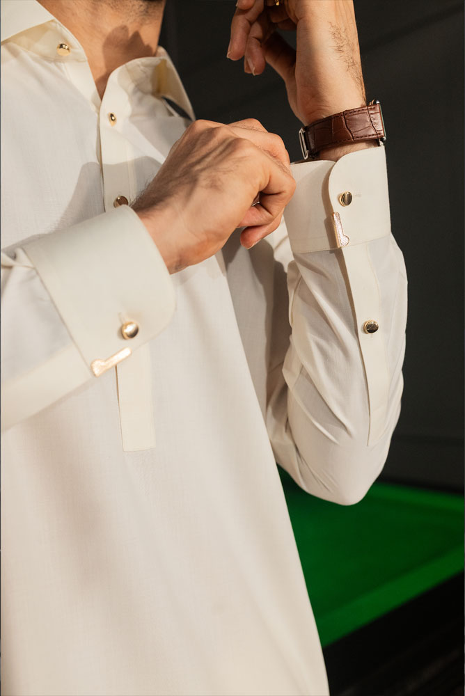 Men Luxury Cream Kameez  Shalwar