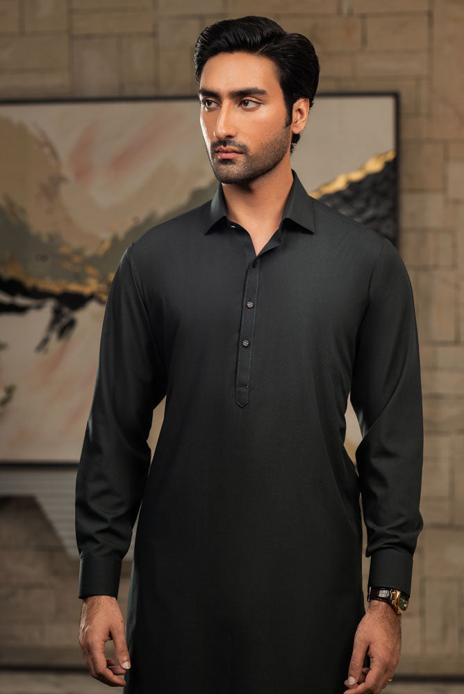 Men Bottle Green Premium Kameez Shalwar