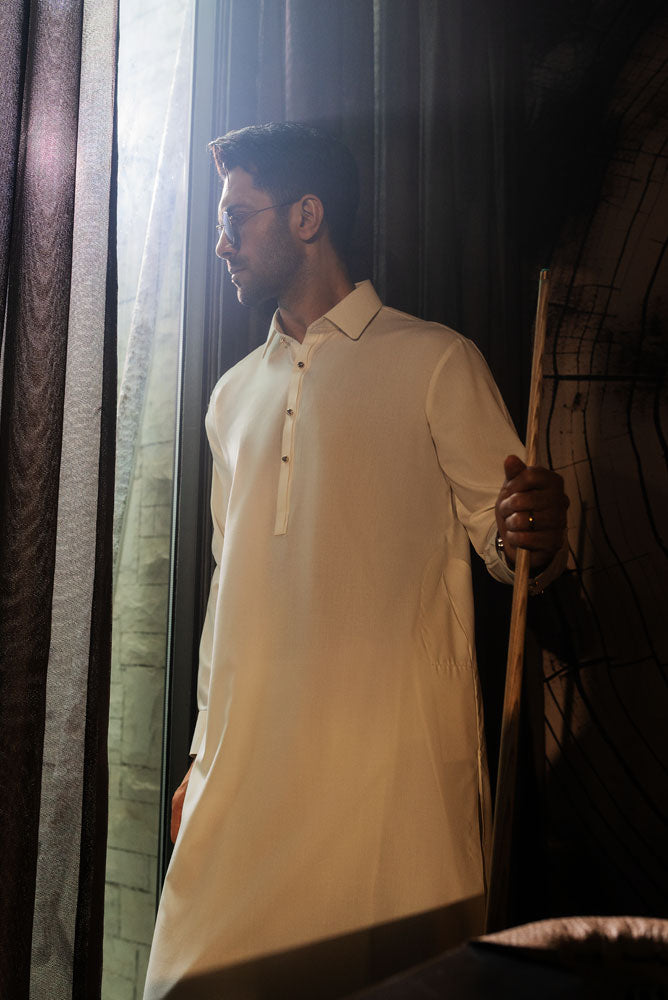 Men Luxury Cream Kameez  Shalwar