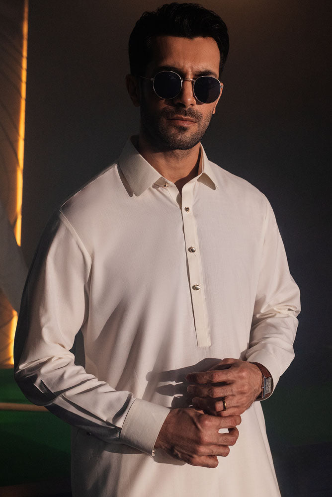 Men Luxury Cream Kameez  Shalwar