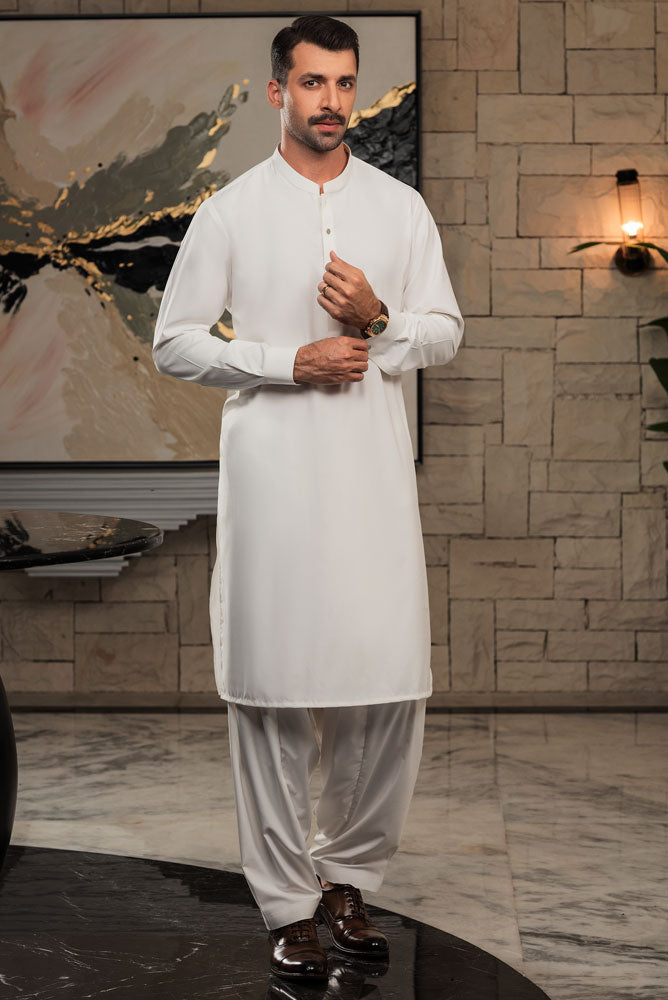 Men OffWhite Premium  Kurta Shalwar