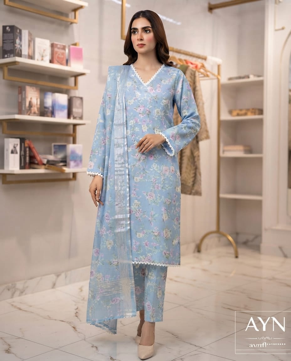 Swiss Lawn 3 pcs suit By AYN