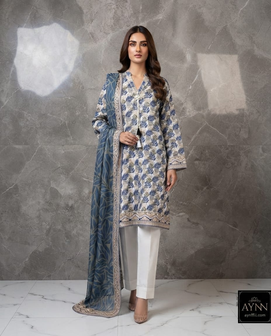 3Pcs Lawn Glitter Print By AYN
