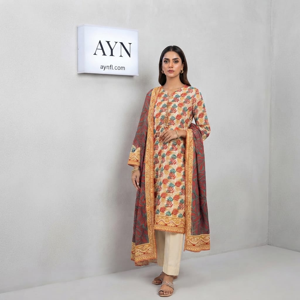 3Pcs Lawn Glitter Print By AYN